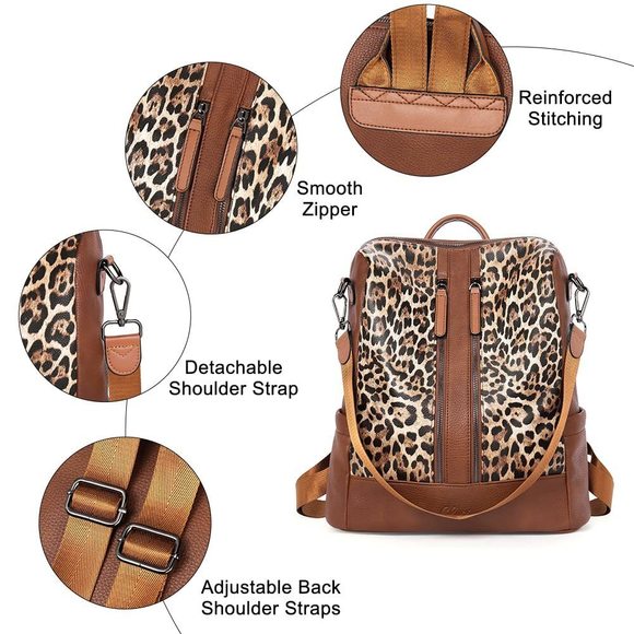 Backpack Purse Fashion Leather Backpack Convertible Large Travel -_-